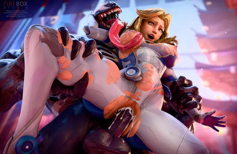 Sue gets caught by Venom (Firebox Studio)