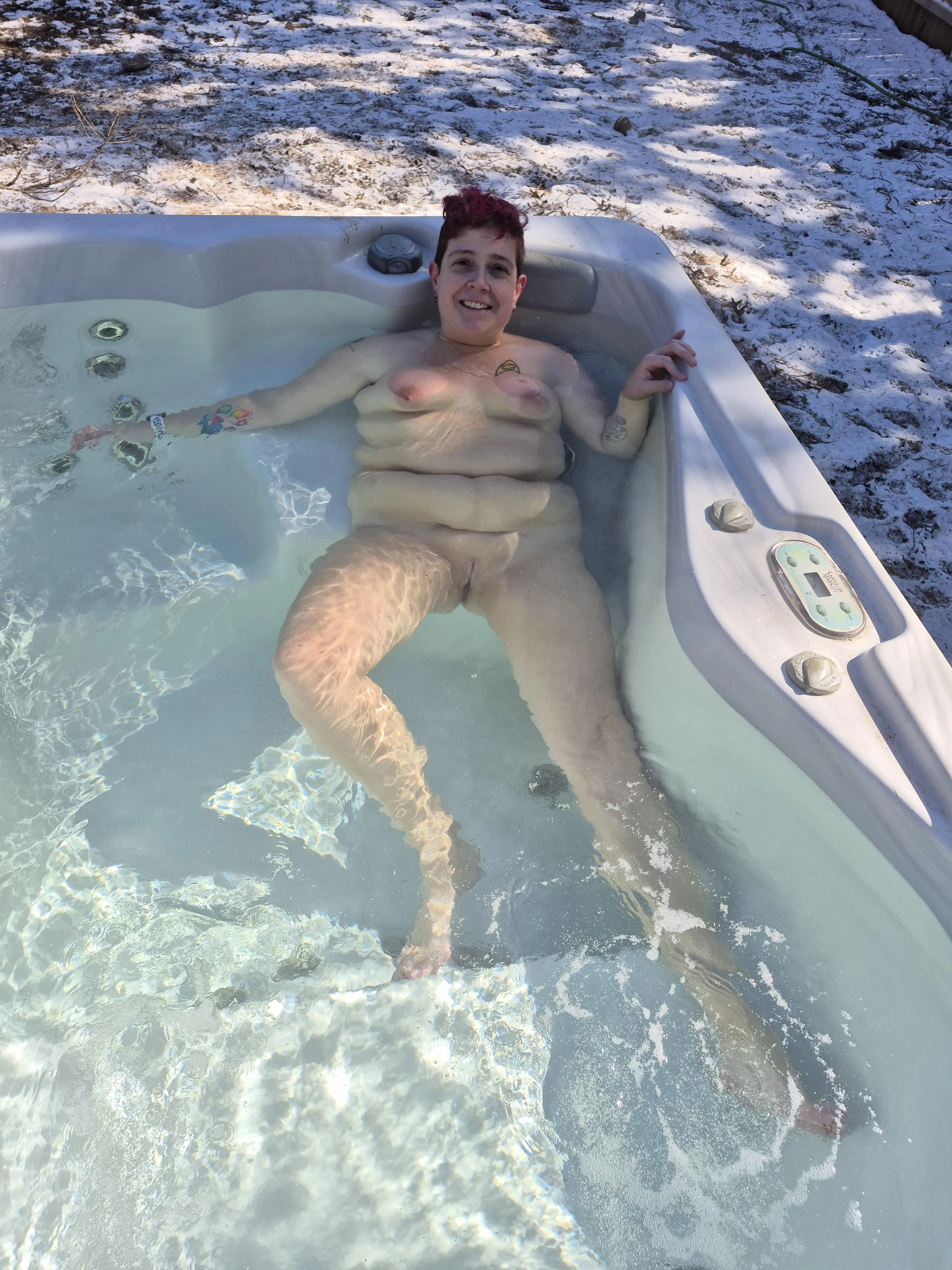 When life gives you snow, go to the hot tub.