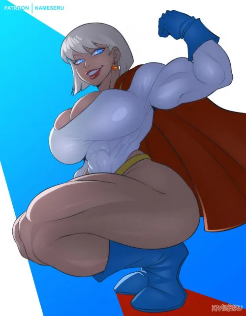 Power Girl flexing [@KAMESERU]