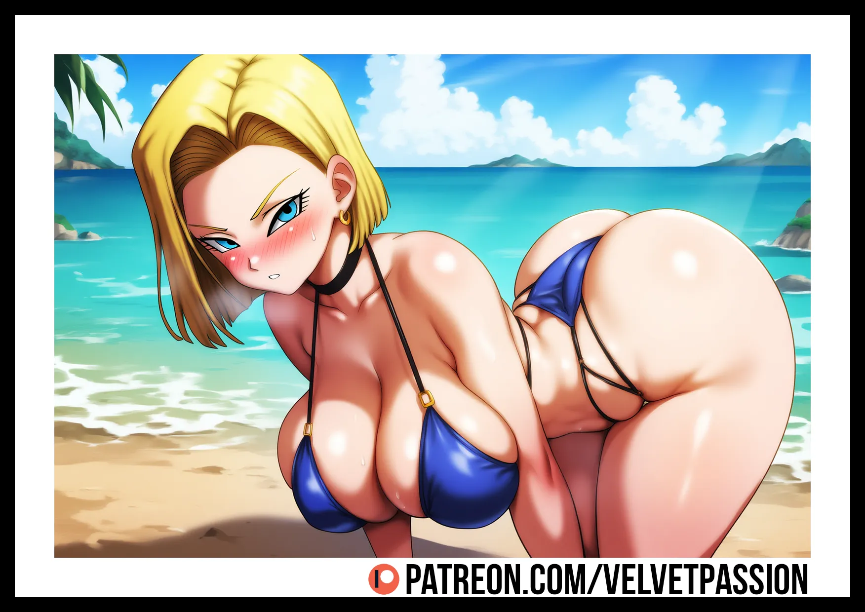 Android 18 wearing a bikini (AI Art)