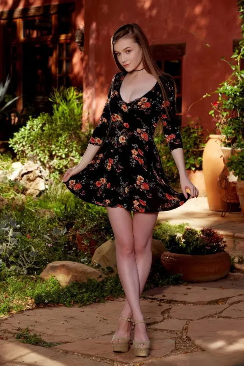 Emily Bloom in a beautiful dress