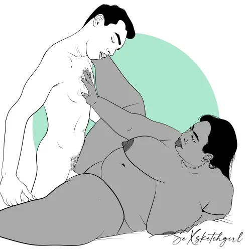 Skinny boy and BBW (by Sexsketchgirl)