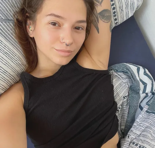 smiling pierced girl likes to have her armpits fondled