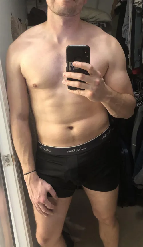 (33) Just your average dad next door in his boxer briefs