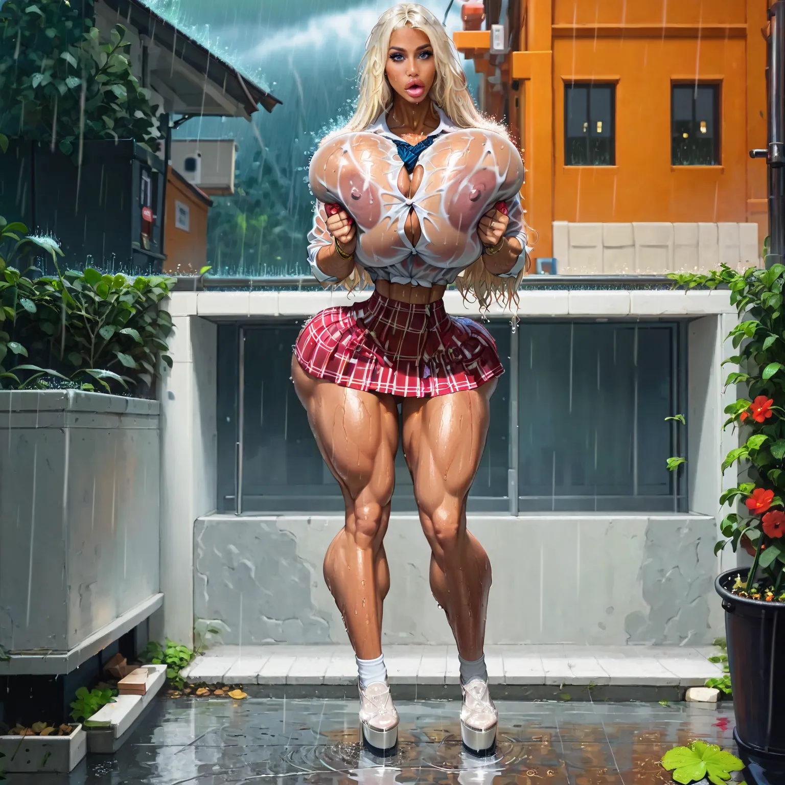 bimbo in the rain
