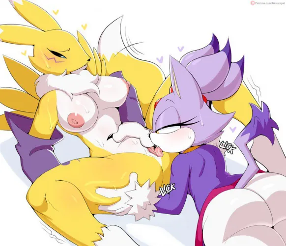 Blaze licks Renamon wet pussy [FF] (jinu)