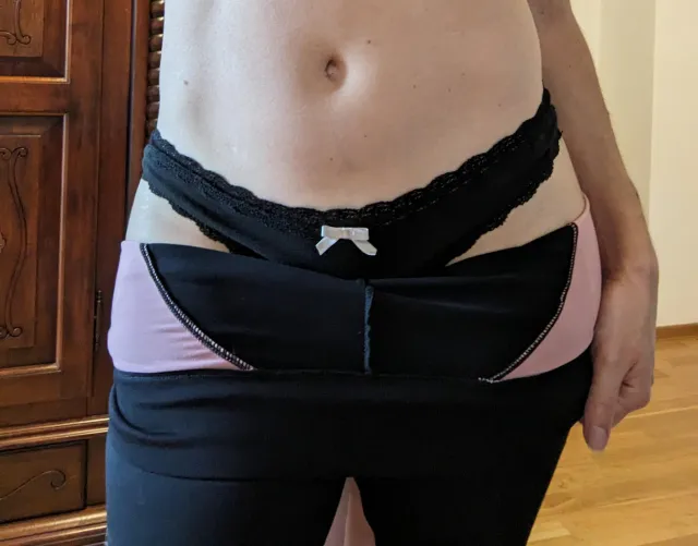 Cute lacy panties under gym leggings because why not