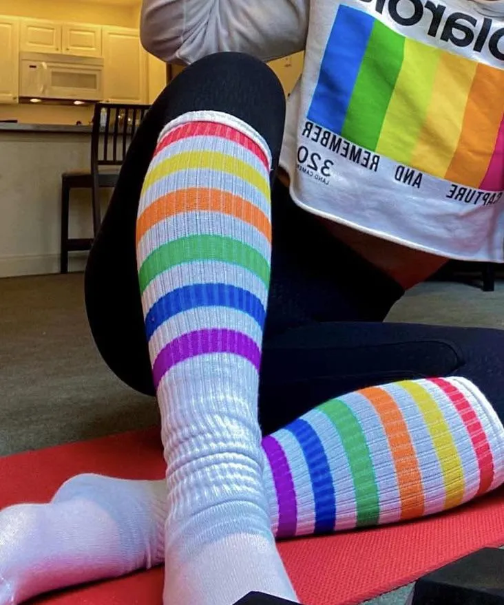 Philadelphia, does the rainbow gear give me away as a prissy sock sissy?