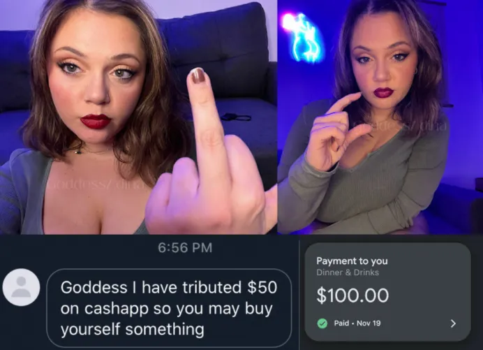 Your tiny shrimp could never make me horny. Payment notifications do. I love draining desperate and pathetic men 💋