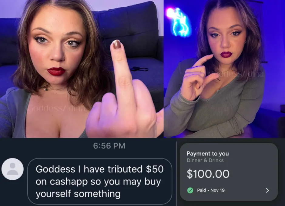 Your tiny shrimp could never make me horny. Payment notifications do. I love draining desperate and pathetic men 💋