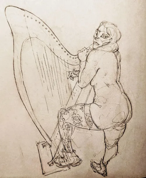 Nude Harpist