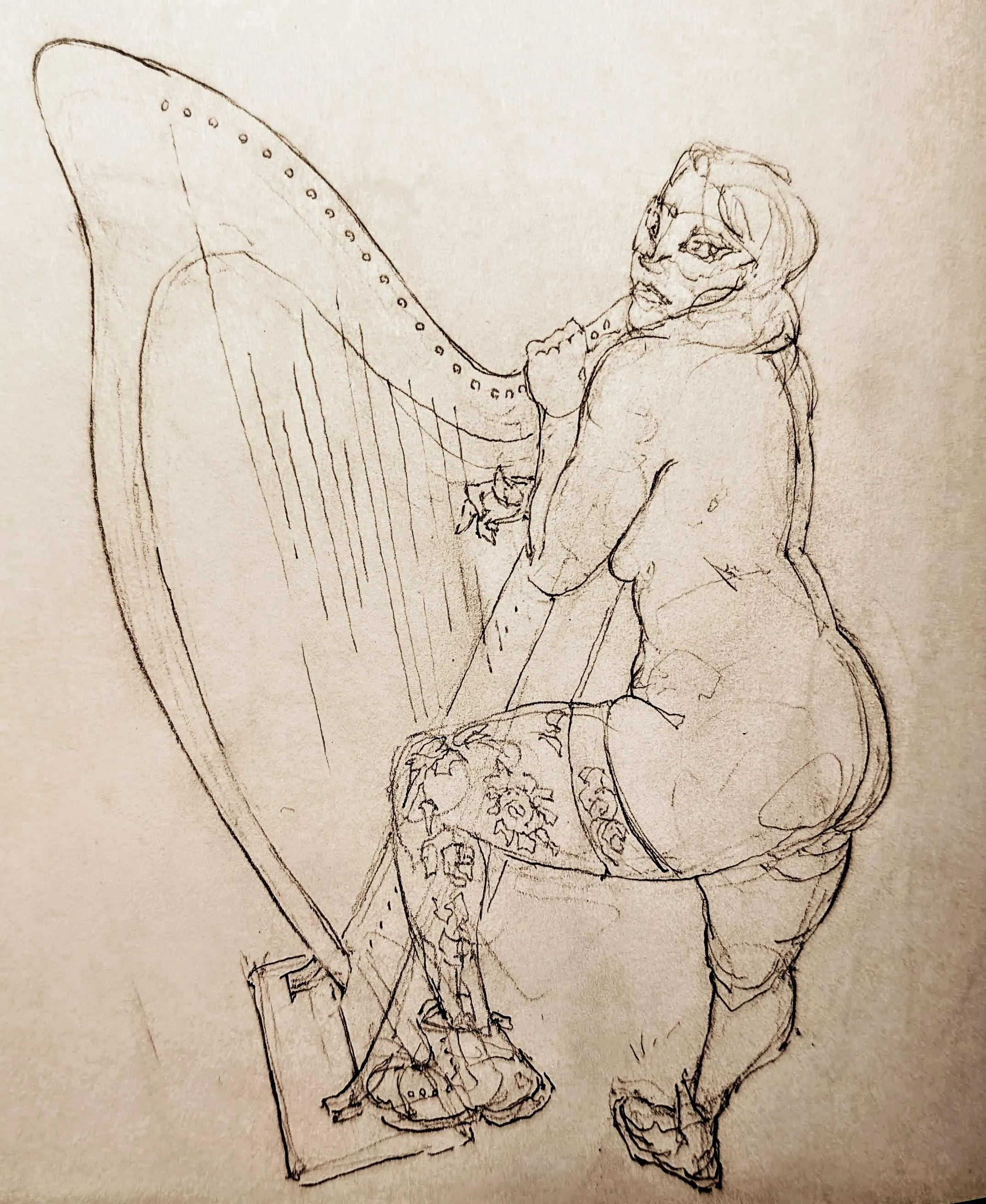 Nude Harpist