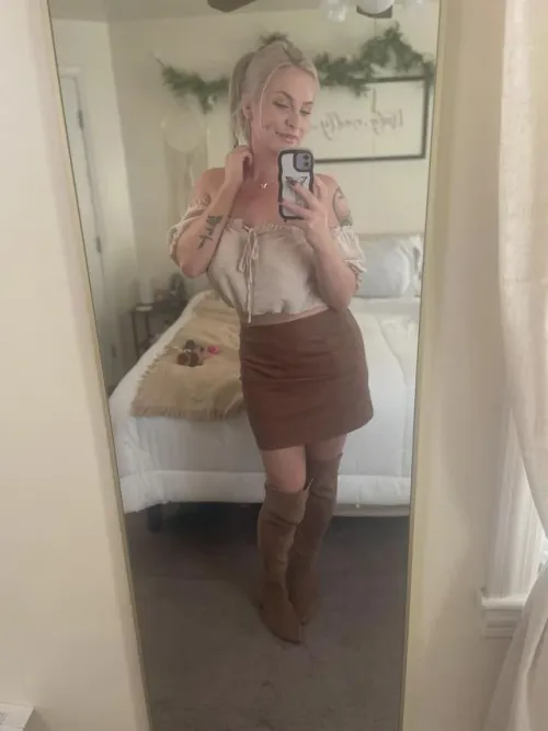 Casual office attire... would you still ask for a quick fun on the office break room?