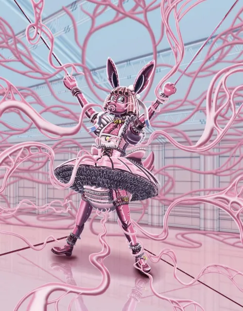 Latex sissy falling prey to the tentacles