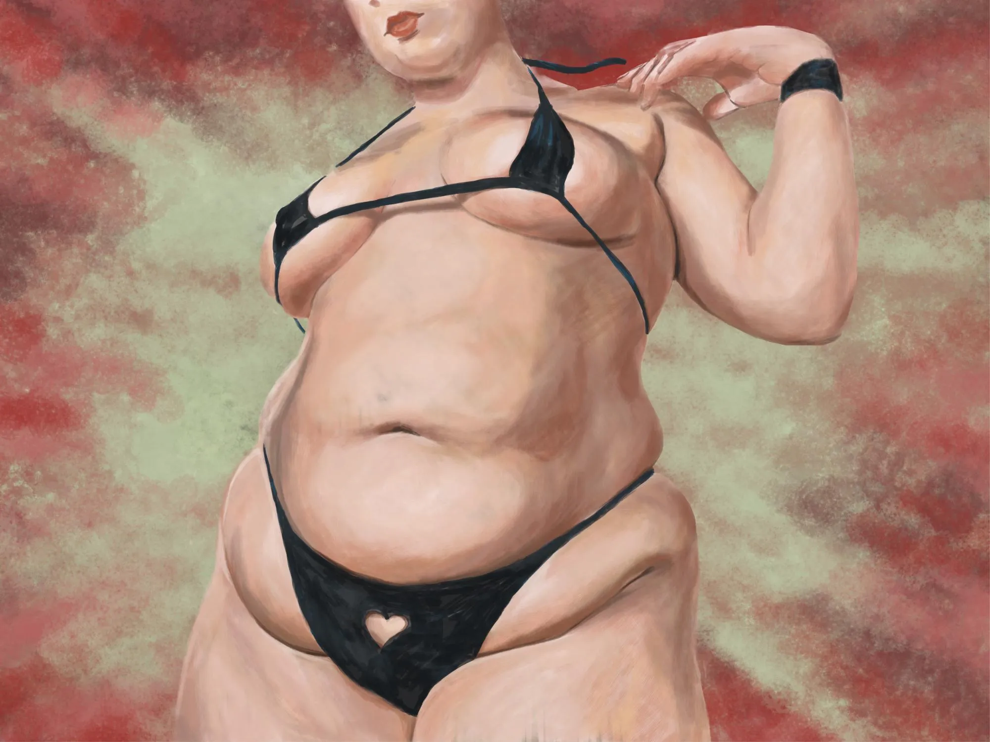 looking down with a pout by me