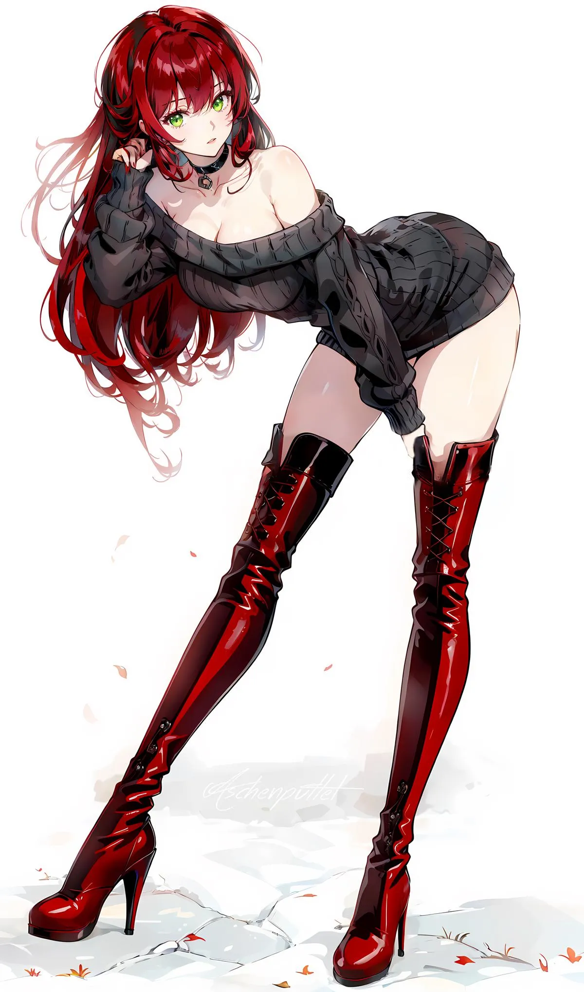 Matching Red Thigh Boots