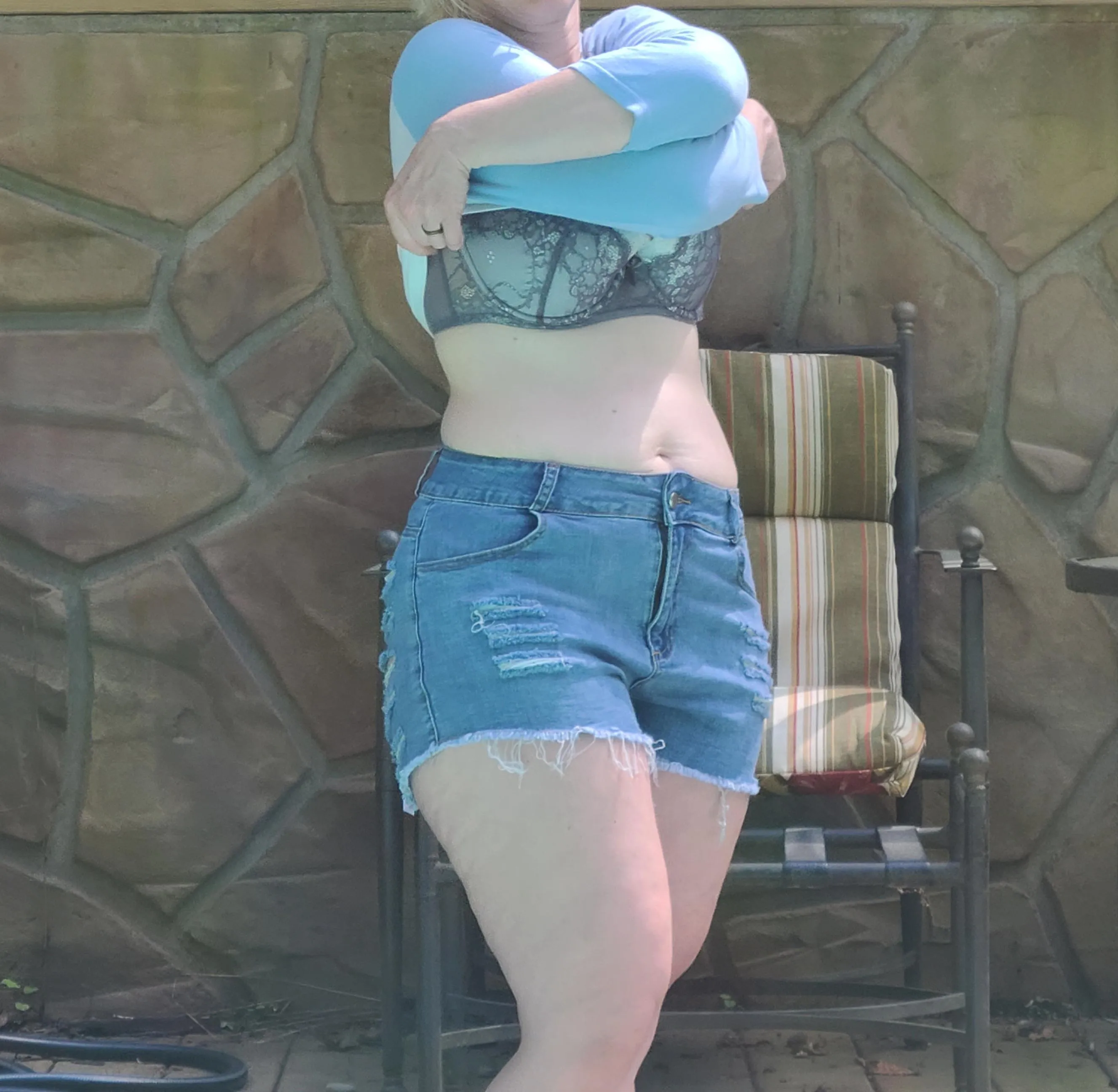 Me getting ready to go swimming. Man the pool is crowded today