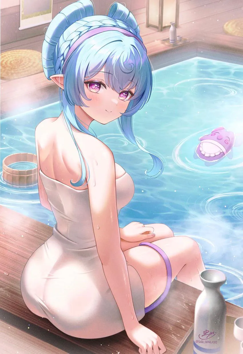 Mizuki Sitting at the Onsen [Genshin Impact]
