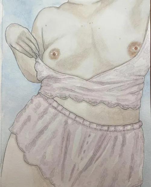 Pale and Pink, watercolor and ink, by me.