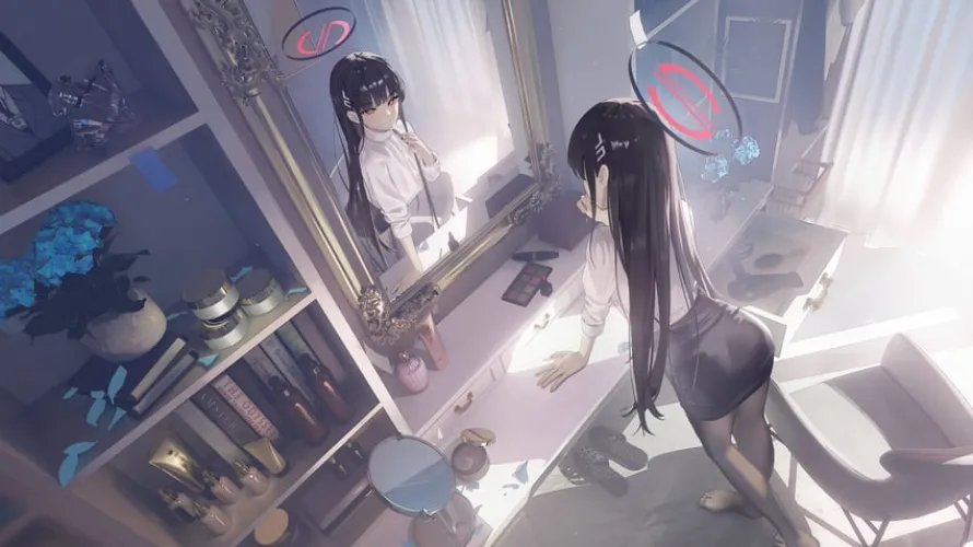 Rio Putting on Makeup [Blue Archive]