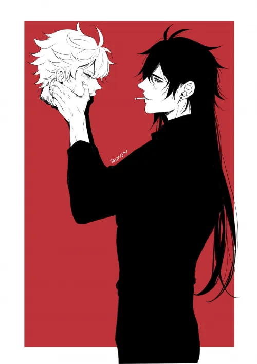 Some old art. Dark Zhongli AU.