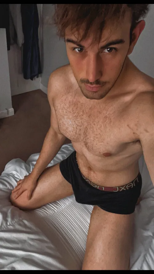 In bed waiting for you to come take these off