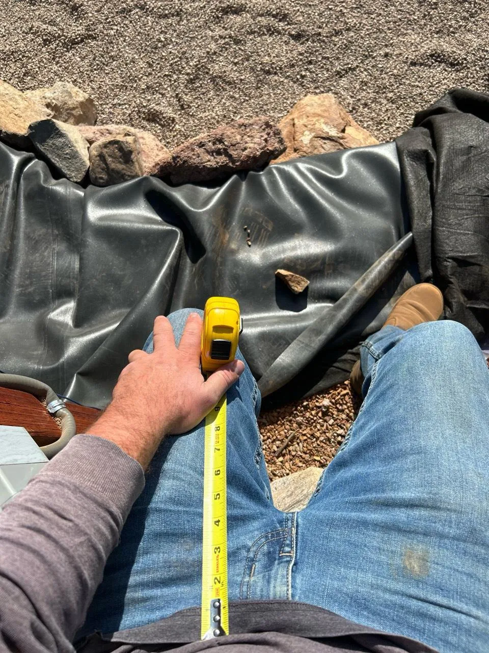 Just checking for proper depth while I’m building a pond