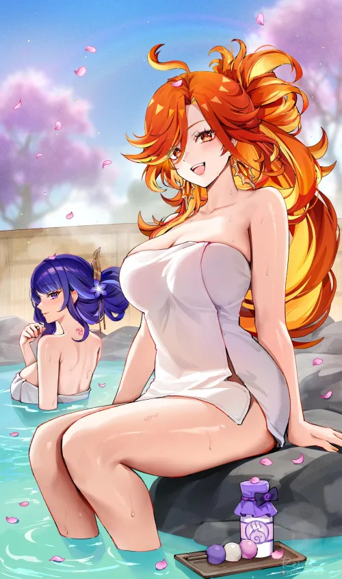 Mavuika and Raiden at Onsen [Genshin Impact]