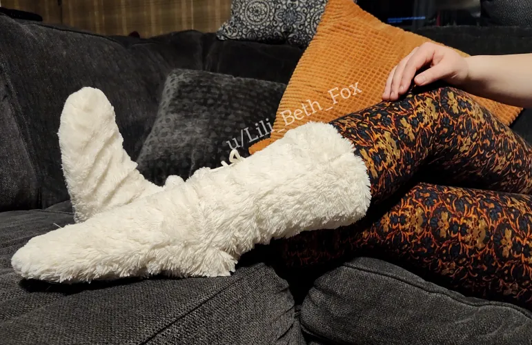 Spending cold winter days lounging in my fuzzy soft bootie socks!