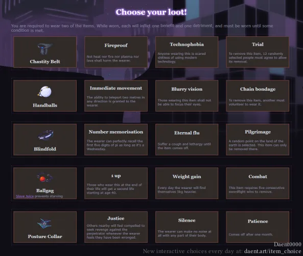 Choose your loot! (Daent/daent0000)