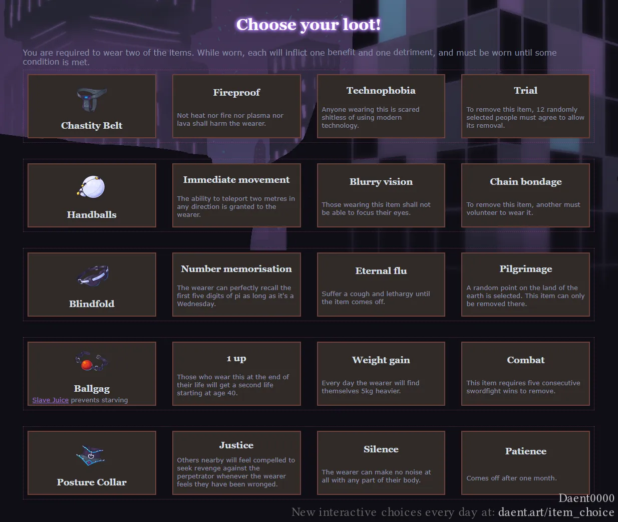 Choose your loot! (Daent/daent0000)