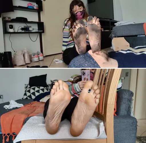 How do you rate my slave's work in cleaning my soles?