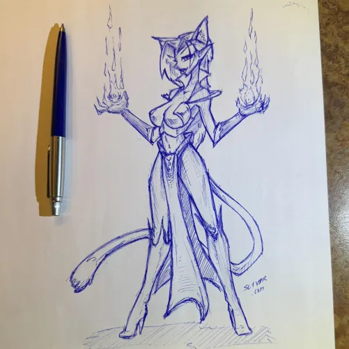 Neko Sorceress Placemat Sketch