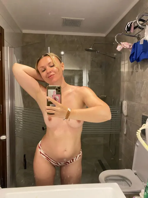 Selfies after swimming and a sweaty workout