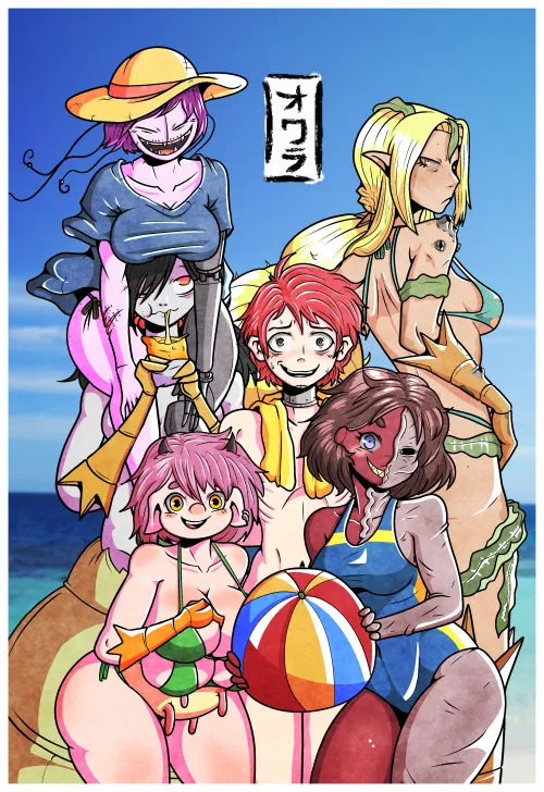 Group photo at the beach! :D (Finished this time)