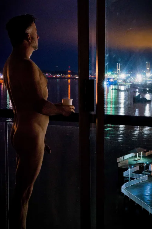 morning coffee looking over the river