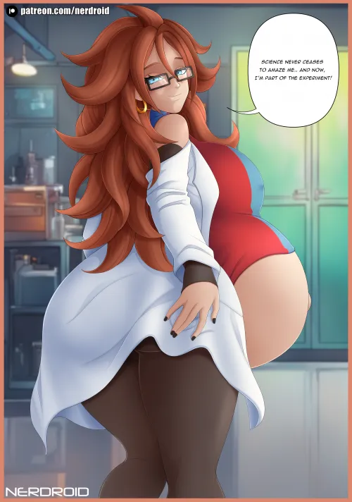 Scientific curiosity meets deadly beauty—Android 21 in her lab coat.(NerDroid)