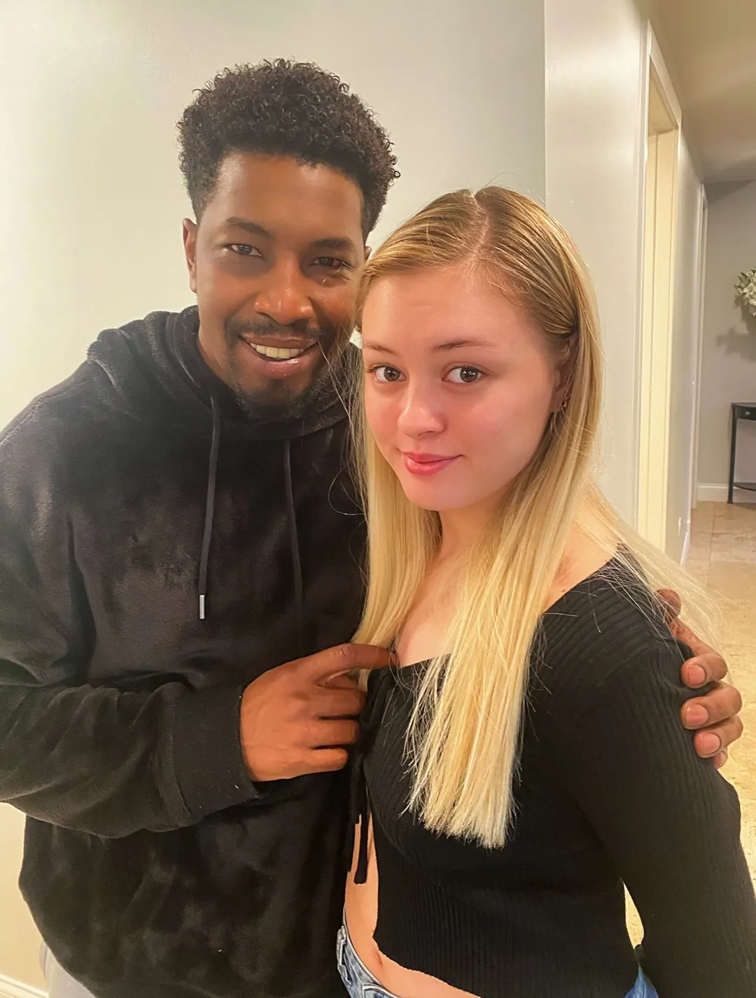 Young Amber Moore before one of her first scenes