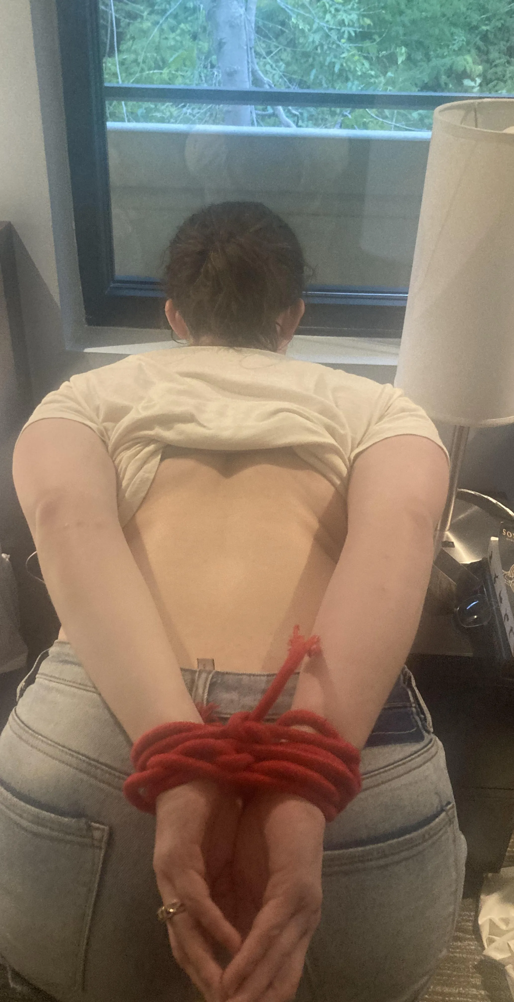 Starting small with being tied up in (f)ront of the open window 😈