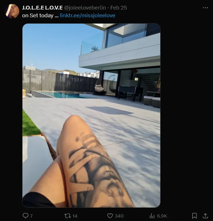 Jolee Love checking in from set (Twitter Feb 25, 2025)