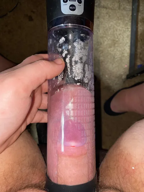 Pumping my cock and balls