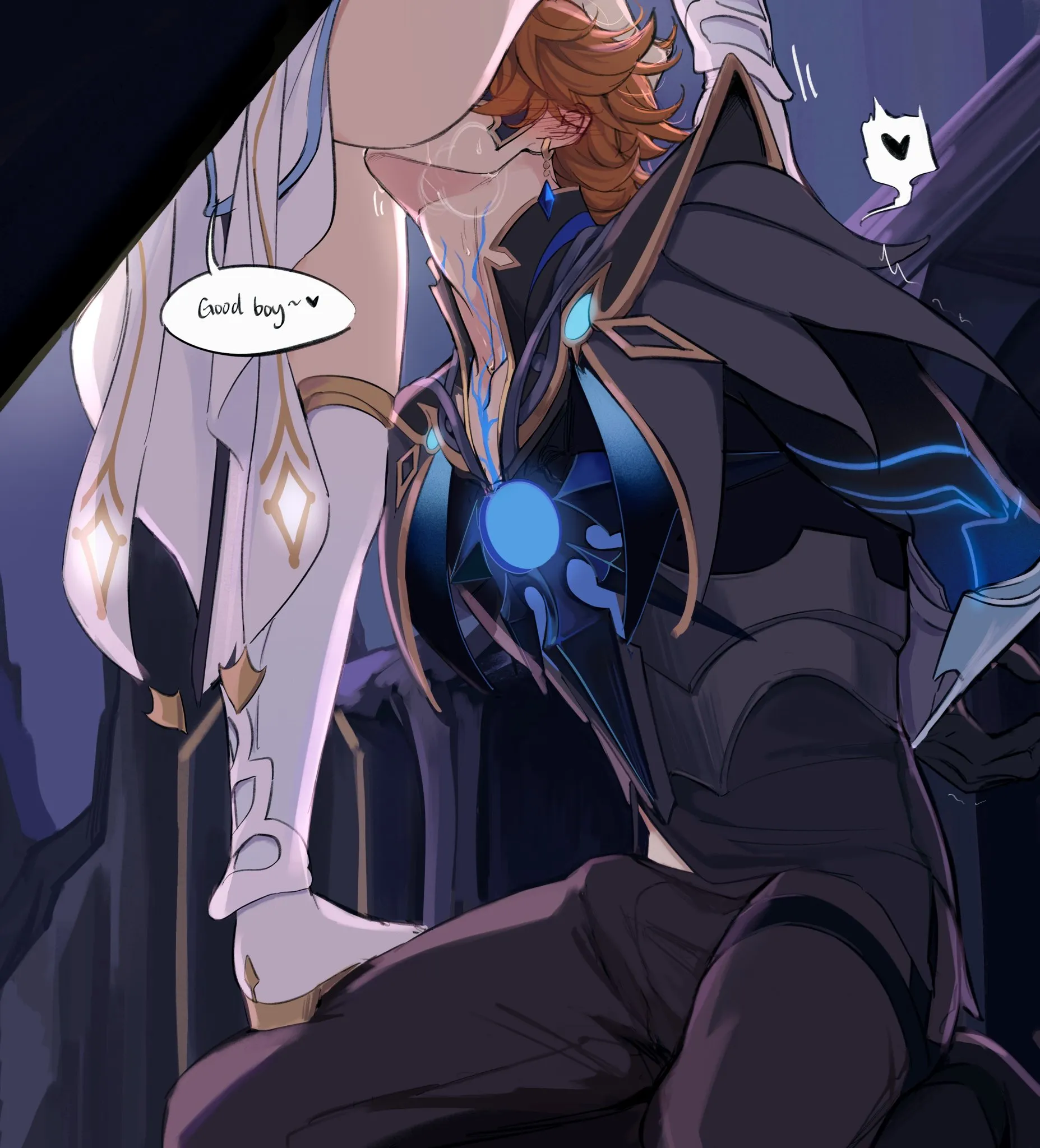 Abyss princess Lumine and her dog by @Aitsussy