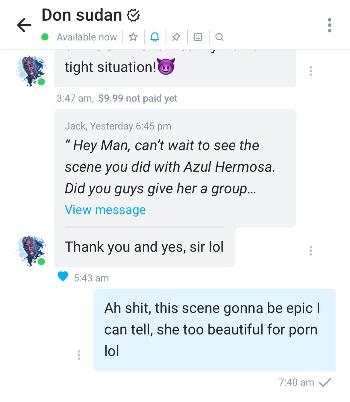 Confirmed by Don Sudan, it’s gonna get messy on Azul’s pretty face 💦