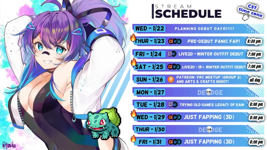 🧪Melly Schedule🥞 - As always subject to change