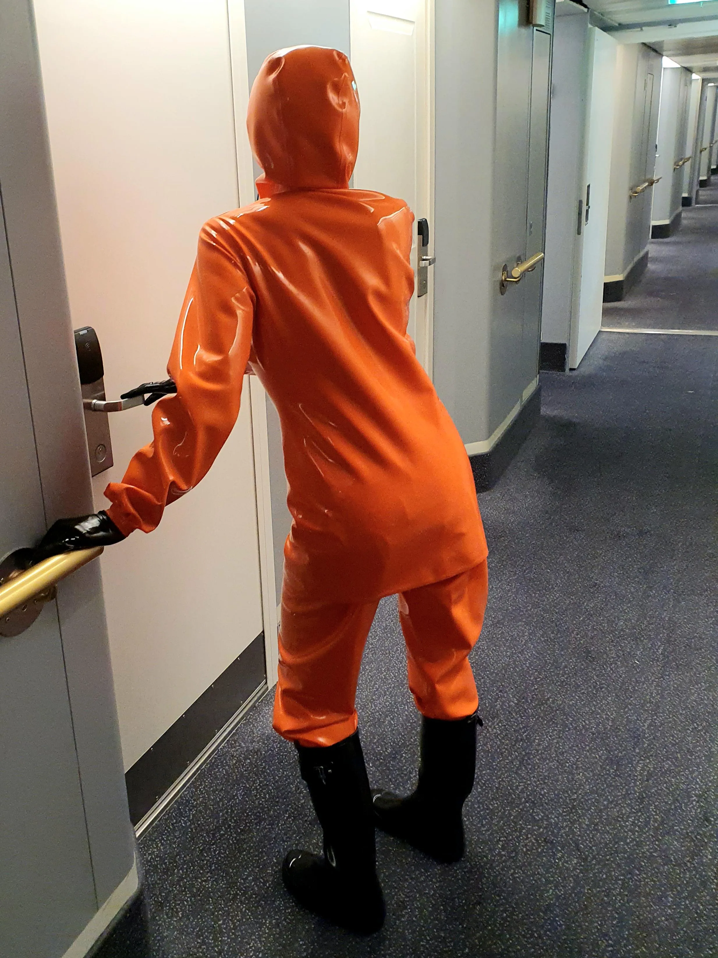 Out in full latex raingear!