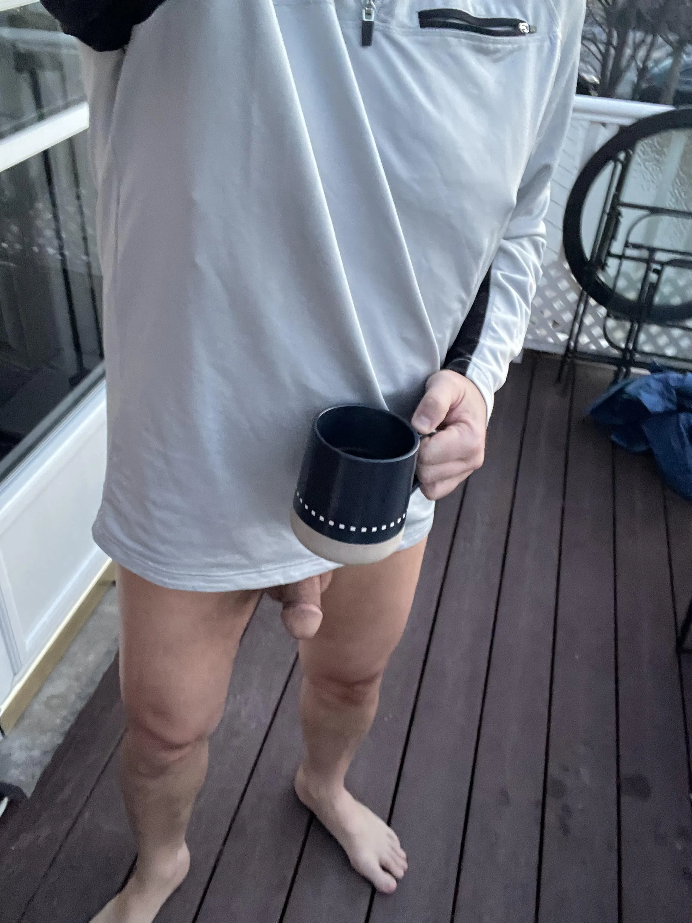 Starting the day with coffee while people start their cars to warm them up for the day