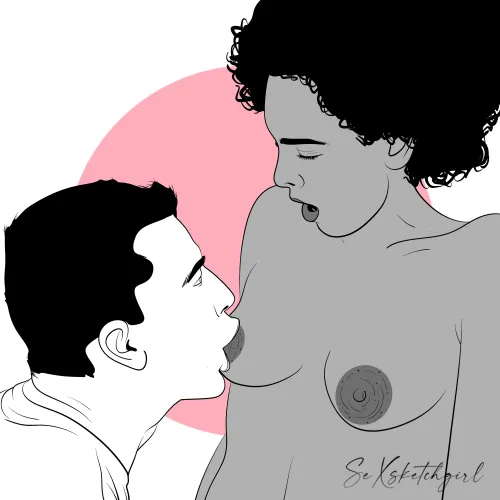 Sucking ebony titties (by Sexsketchgirl)