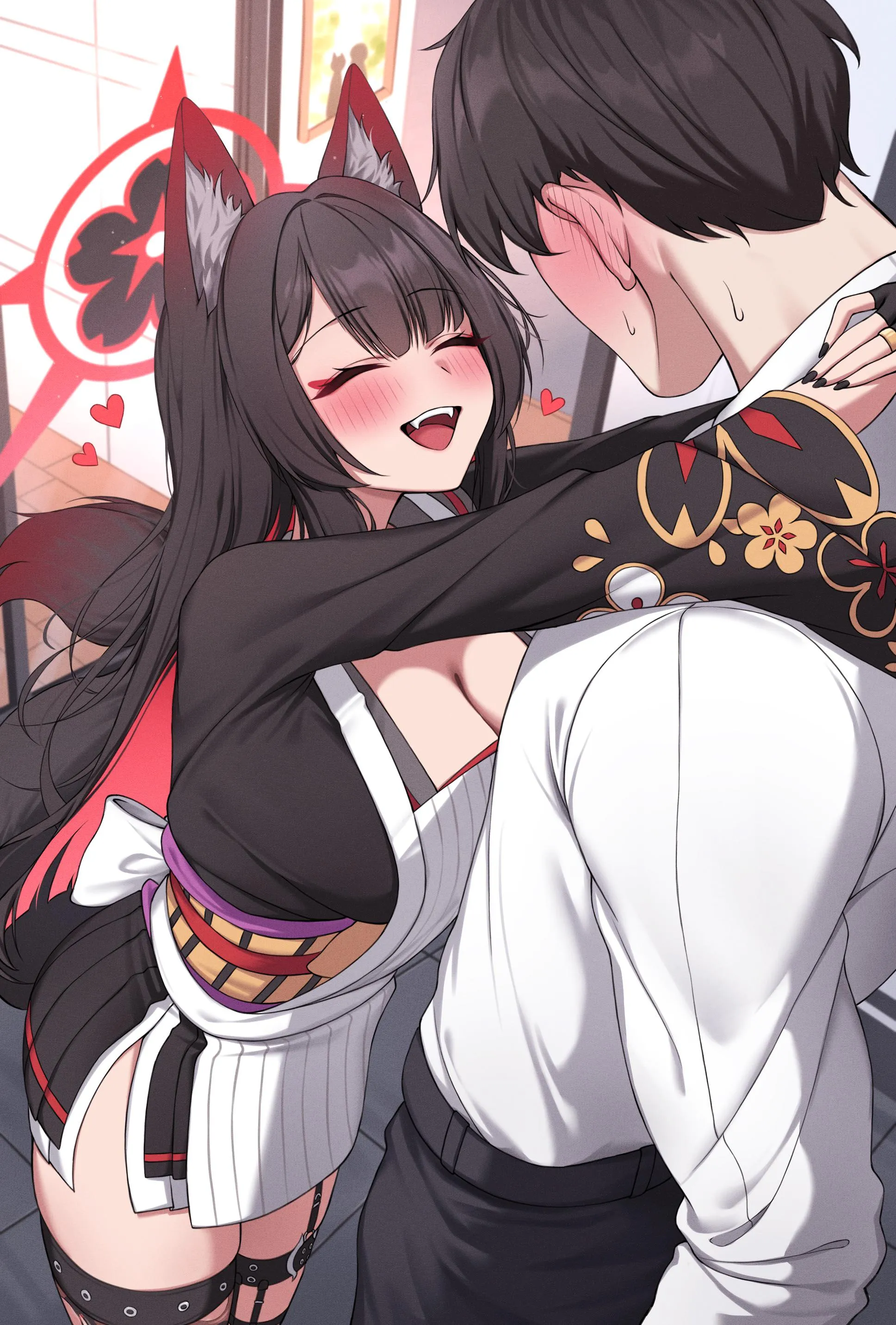 Wakamo welcoming her darling returning from work