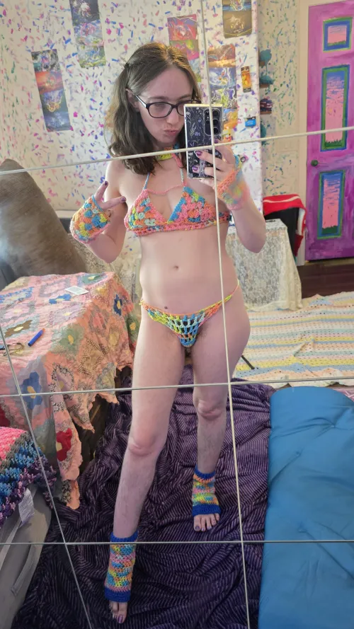 Taking a moment to truly appreciate this lingerie set I crochet