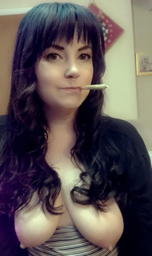 You can play with my tits while I smoke this